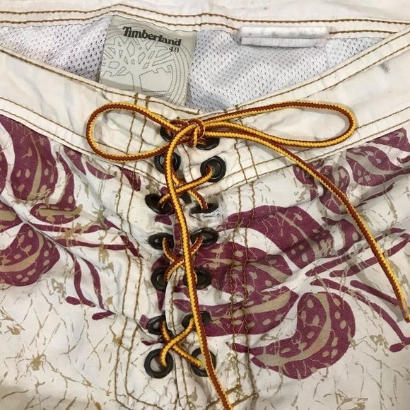 Timberland Palm Print Lace Up Swim Trunks size 40 - Picture 2 of 5